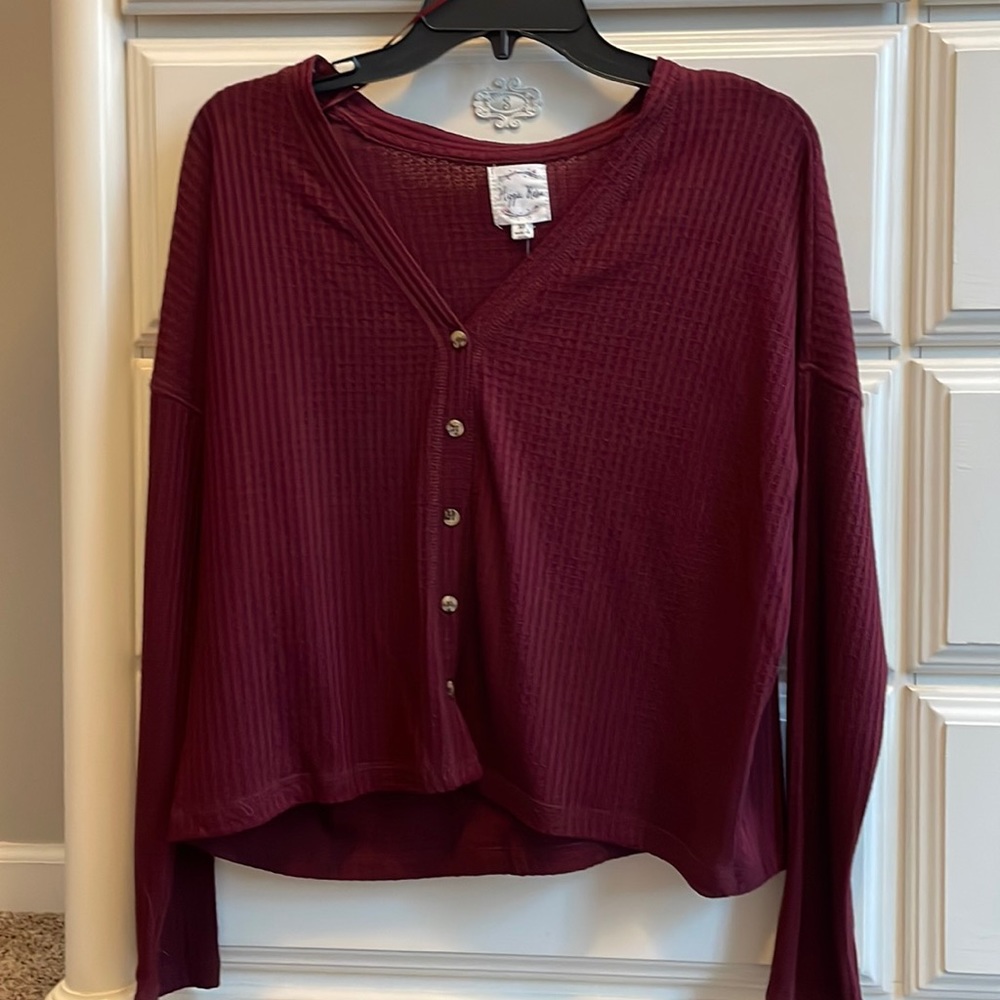 Woman’s Maroon Button Down Sweater